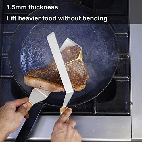 Metal Spatula Set of 2, HaSteeL 12In Long Stainless Steel Griddle Spatula, Heavy Duty Narrow Pancake Flipper Burger Turner for Teppanyaki Flat Top Hibachi Indoor Outdoor, Wooden Handle & Easy to Clean - Image 3