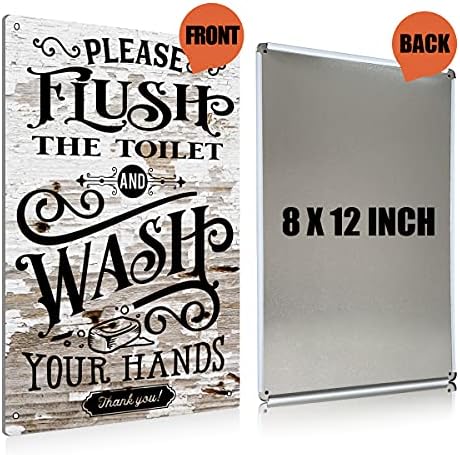 BEASTZHENG Rustic Bathroom Metal Tin Sign Wall Decor - Farmhouse Bathroom Quote Saying Tin Sign for Toilet Restroom Home Decor Gifts - Image 2