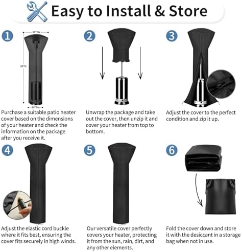 OutdoorLines Waterproof Patio Heater Covers with Zipper and Storage Bag, - Image 6