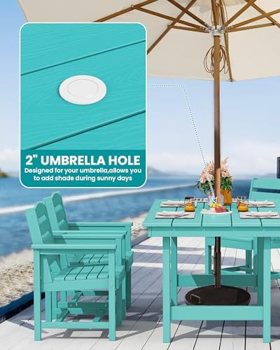 SERWALL 5 Pcs HDPE Patio Dining Set, Outdoor Dining Set for 4, Aruba - Image 2