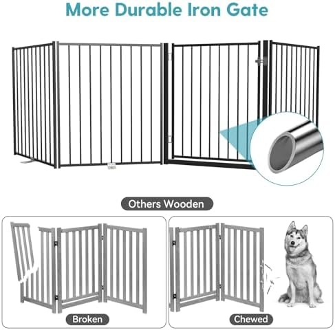 No Pawblems Freestanding Dog Gate with Door for Indoor & Outdoor, 30'' Tall - Image 3