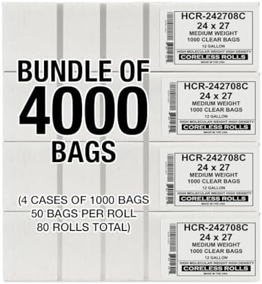 Aluf Plastics 12 Gallon 8 Micron (eq) Clear Trash Bags 24" x 27" 4000 Count - Image 2