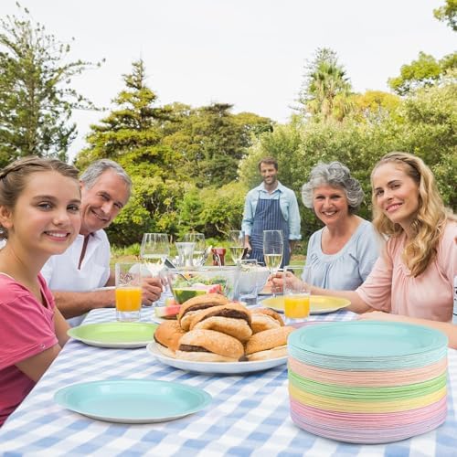 Breroa 144 Pcs Pastel Paper Plates 7 Inch Bulk Pastel Plates Disposable - Image 7