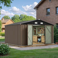 JUMMICO 10 x 8 FT Outdoor Storage Shed, Large Metal Garden Shed & Tool Sheds for Backyard Garden Patio Lawn (Brown) by JUMMICO
