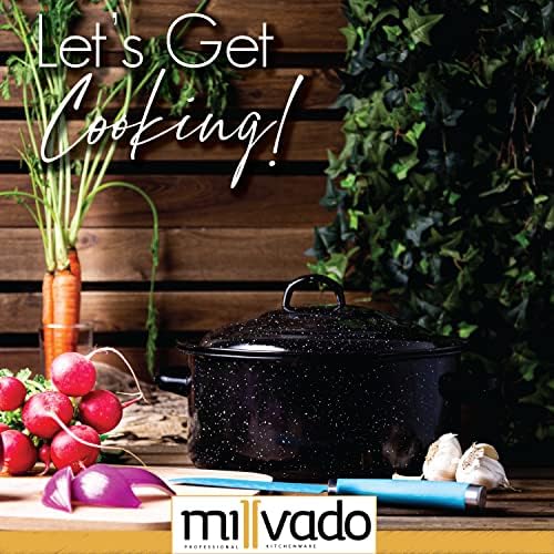 Millvado Granite 5 Qt Stockpot, Nonstick Soup Pot With Lid, Speckled Enamel Ware Cookware, Large Stock Pot For Boiling and Cooking, Big Granite Cooking Pot for Stovetop, Campfire, Outdoor Stove - Image 3