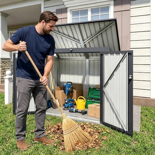 64.57" Bear Proof Outdoor Trash Can Storage Shed for 2 Bins, Metal Garbage Bin Enclosure, Waterproof Small Generator Shed, Outdoor Waste Bin Storage Cabinet for Garden Yard - Image 4