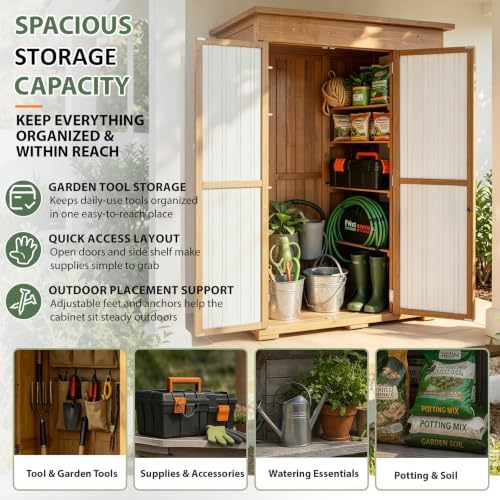 Gowoodhut Large Outdoor Storage Cabinet Weatherproof Garden Tool Shed - Image 3