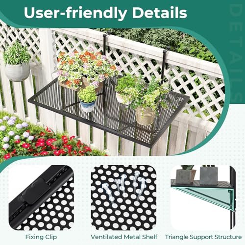 Tangkula 24" Folding Balcony Railing Table for 2.4" Thick - Image 7