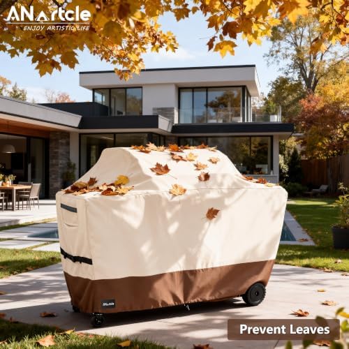 ANartcle Water-Resistant 64 Inch BBQ Grill Cover,600D Heavy Duty Waterproof All Weather Large Grill Cover for Outdoor Grill,Suitable for Weber, Brinkmann and More,64" L x 24" W x 46" H Beige - Image 7