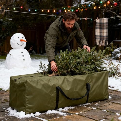 Patio Waterproof Extra Large Protective Zippered Outdoor Cushion Furniture Storage Bag with Handles, Waterproof Heavy Duty 210D Oxford Fabric, Christmas Tree Storage Bag (Green_C) by Unknown