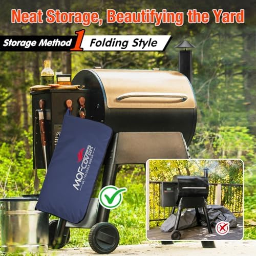 Foldable Grill Cover for Traeger Pro 22/575 Series, Waterproof 600D Heavy Duty Wood Pellet Smoker Cover, Fade＆Tear Resistant Pellet Grill Cover for Pro 20 Lil’ Tex Elite 22,Blue - Image 2