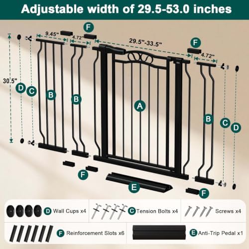 Fairy Baby 29.5"-53.1" Extra Wide Baby Gate for Doorways No Drill Dog Gate - Image 2