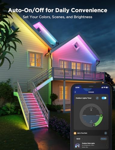 Govee Outdoor LED Strip Lights, 32.8ft Smart Outdoor Lights Work with Alexa and Google Assistant, App Control, IP65 Waterproof, RGBIC LED Lights for Patio, Eave, Holiday Decorations - Image 3