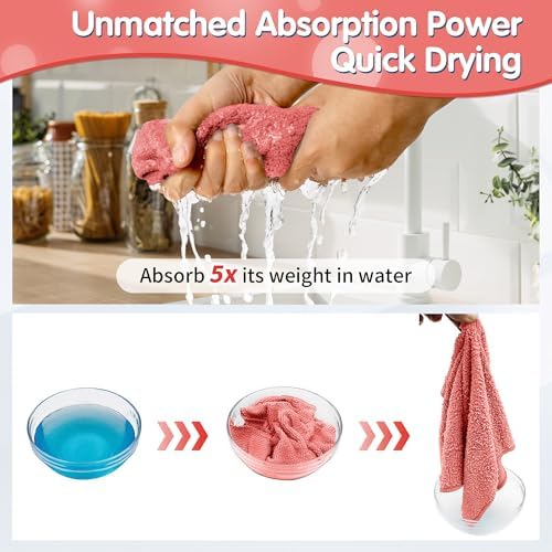 FIXSMITH Red Microfiber Cleaning Cloth -Pack of 12, Highly Absorbent Cleaning Rags, 16"X12" All Purpose Cleaning Towels for Housekeeping, Kitchen, Car, Lint Free and Reusable Microfiber Towels - Image 6