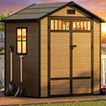 DWVO 6x4.4 FT Resin Storage Shed with Fence-Style and Side Windows, Lockable Door, and Vents Outdoor Storage Shed for Garden, Backyard, Patio, Lawn by DWVO