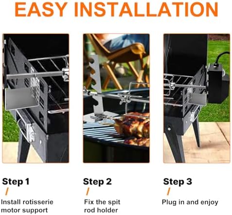 Universal BBQ Rotisserie Grill Kit, Automatic Rotating BBQ, UL Certificated Grill Rotisseries with 120V 4W Motor, 28” Spit Rod, 2 x 4 Forks, Complete Holders and Fixing Screw for Most Gas Grills - Image 5