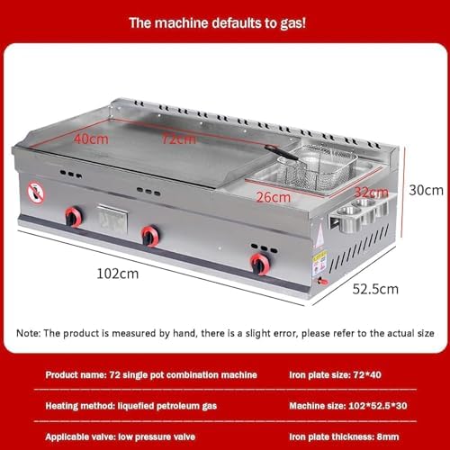 Commercial Gas Griddle, Stainless Steel Flat Top Grill with Adjustable Temperature for Cooking and Outdoor Catering - Image 2