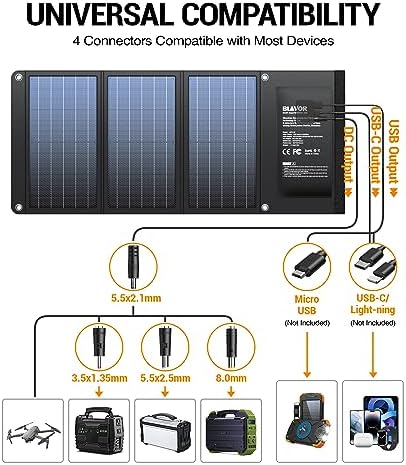 BLAVOR 30W Foldable Solar Panel Outdoor Charger, USB-A QC3.0 24W USB-C DC - Image 3