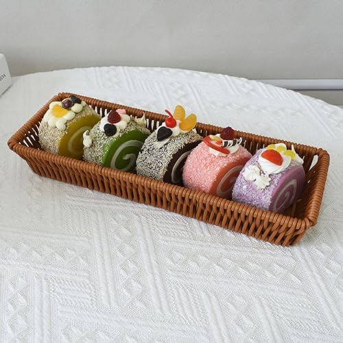 Silverware Organizer Basket, Outdoor Dining Cutlery Baskets, Small Wicker Bread Cracker Basket, Stackable Wicker Storage Baskets for Spoons Forks Knives Stationery (Rectangle) - Image 3