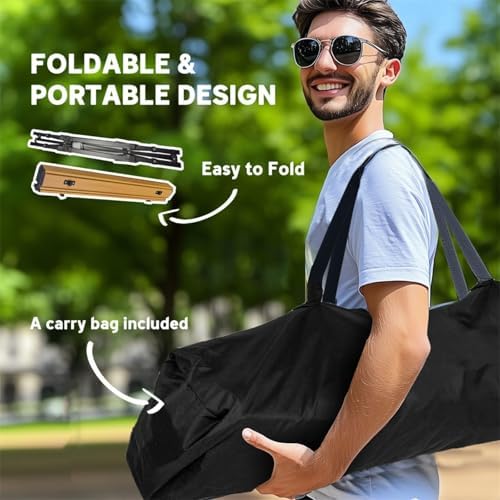 Adjustable Height Folding Camping Table, Aluminum Alloy Frame with Oxford Cloth Storage Basket, Portable Outdoor Dining Table for Picnic, Camping and Backyard BBQ - Image 4