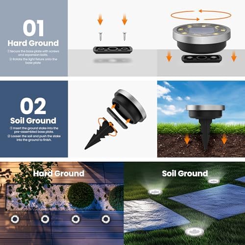 SOLPEX 10 Pack Solar Ground Lights Outdoor, Backyard Decor Cool White - Image 4