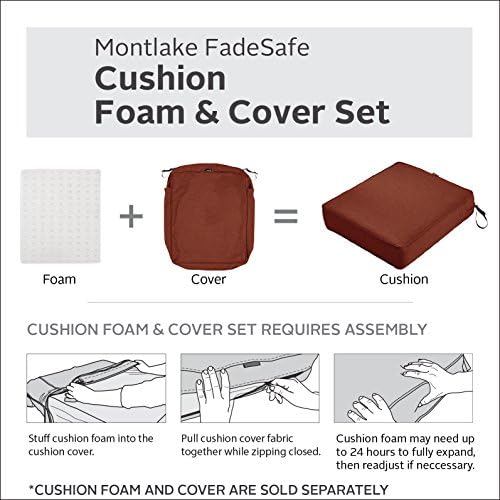 Classic Accessories Montlake Water-Resistant 21 x 22 x 4 Inch Outdoor Back Cushion Slip Cover, Patio Furniture Cushion Cover, Heather Henna Red, Patio Furniture Cushion Covers - Image 3