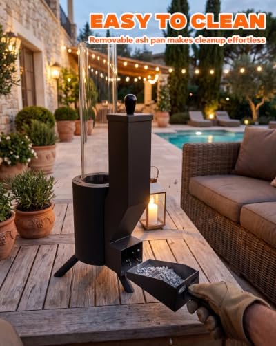 21" Tabletop Wood Pellet Heater with Glass Tube, Modern Gift, FP057 - Image 7
