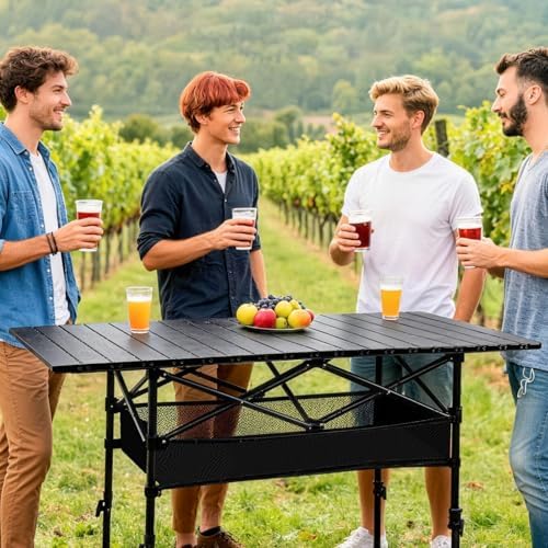 Aluminum Roll Top Camping Table, Adjustable Height Folding Table - Image 2