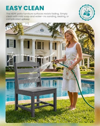 SERWALL Armless Outdoor Dining Set, Patio Dining Set for 6, Gray - Image 6