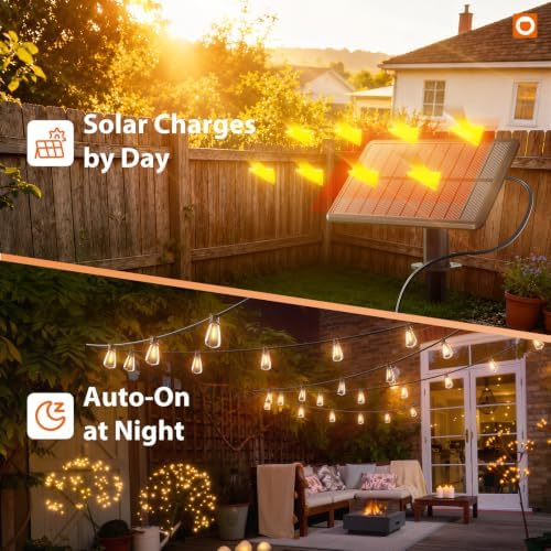 addlon 72FT Solar String Lights Outdoor, Waterproof Dimmable 24+2 LED - Image 4