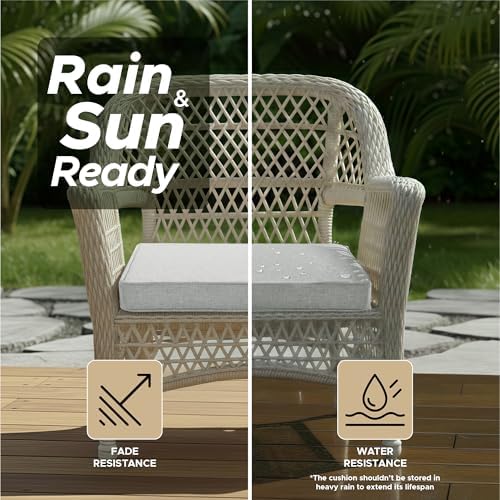 Outdoor Chair Cushions, Set of 6, 22 x 22 Inch, Light Grey - Image 3