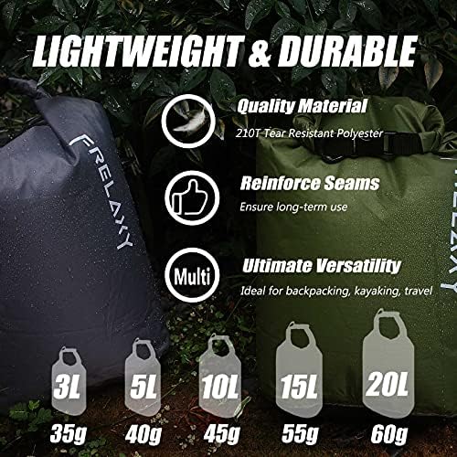 Frelaxy Dry Bag 5 Pack, Ultralight Waterproof Dry Sack for Outdoor Use - Image 5