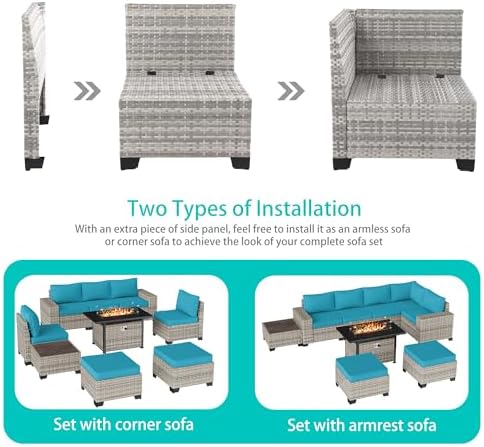 Outdoor Patio Furniture Set PE Wicker Rattan Outdoor Sectional Sofa - Image 2