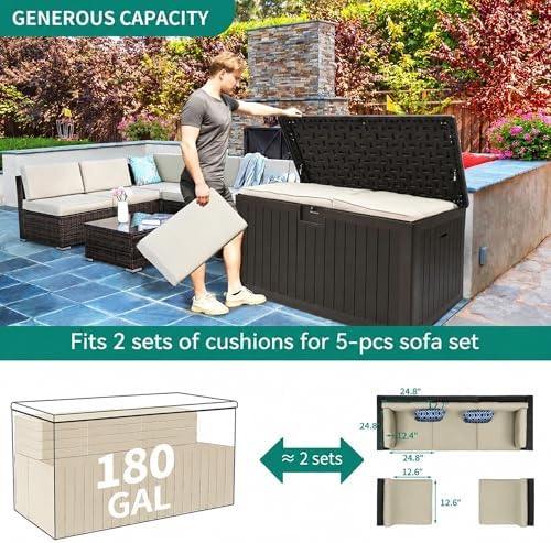YITAHOME 180 Gallon Double-Wall Deck Box with Side Handles - Image 4