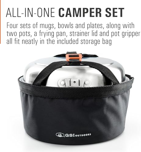 GSI Outdoors Glacier Stainless Camper 4 Person Packable Cookware & Dinnerware Set for Camping or Backpacking - Image 3