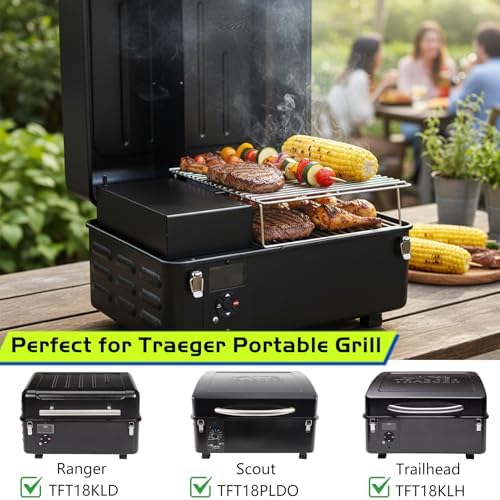 Jerky Racks for Traeger Ranger Smoker Scout Grill Grates Replacement Parts Cooking Grid for Pit Boss 150 Series PB150 150PPS Z Grills 220A Tabletop Stainless Steel Smoking Warming Rack Shelf Accessory - Image 5