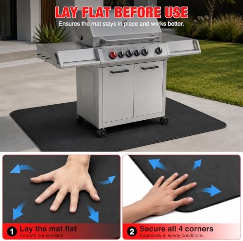 Yesker 60 x 40 Inch Under Grill Mat for Outdoor Grill, Patio & Deck, BBQ - Image 3