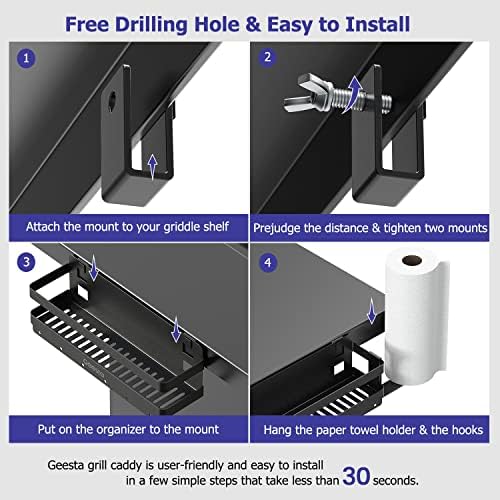 Geesta Upgraded Griddle Caddy for 28"/36" Blackstone Griddles, BBQ Accessories Storage Box with Paper Towel Holder - Image 5