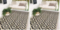 SAND MINE Waterproof Outdoor Rug 5x8 ft, Plastic Reversible Rug, Modern Area Rug, Large Floor Mat for Outdoors, RV, Patio, Backyard, Deck, Picnic, Beach, Camping, Black & Beige (Pack of 2) by SANDMIND