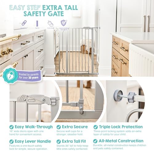 Regalo Safety 36" Extra Tall Baby Gate, Bottom of Stairs & Doorways - Image 3