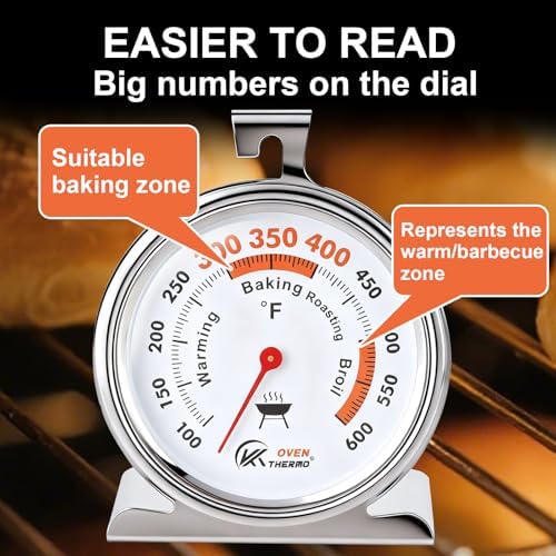 Oven Thermometer 3-Inch Large Dial, 100-600°F, Hook & Stand - Image 4