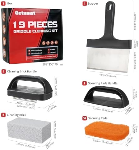 Griddle Cleaning Kit for Blackstone, Scraper, Scour Pads, Grill Stone 19Pcs - Image 2