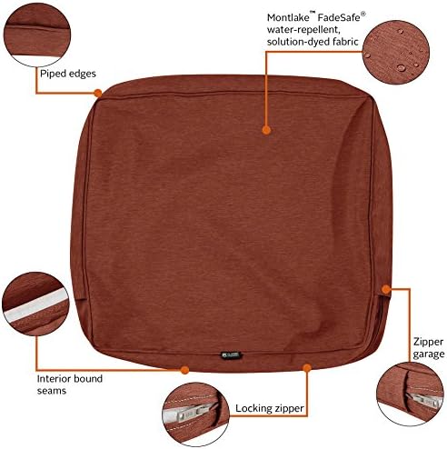 Classic Accessories Montlake Water-Resistant 19 x 20 x 4 Inch Patio Back Cushion Slip Cover, Heather Henna Red (60-274-016601-RT) - Image 4
