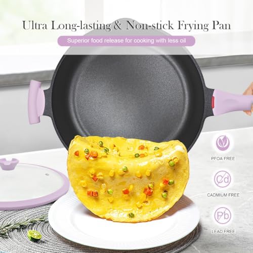 14 Inch Large Deep Frying Pan Skillet with Lid, Saute Pan Nonstick - Image 3