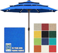 EliteShade USA 10-Year-Non-Fading 10ft 3-Tier Market Patio Umbrella, Commercial Table Umbrella with 80 Solar LED Lights, Crank Open, Windproof & UPF 50+ UV Protection for Garden, Deck, Pool, Backyard, No Tilt, Royal Blue by EliteShade