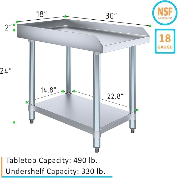 18" x 30" Stainless Steel Equipment Stand with Undershelf NSF - Image 3