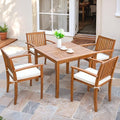 Flamaker 5 Pieces Outdoor Dining Set Acacia Wood Outdoor Table and Chairs by Flamaker