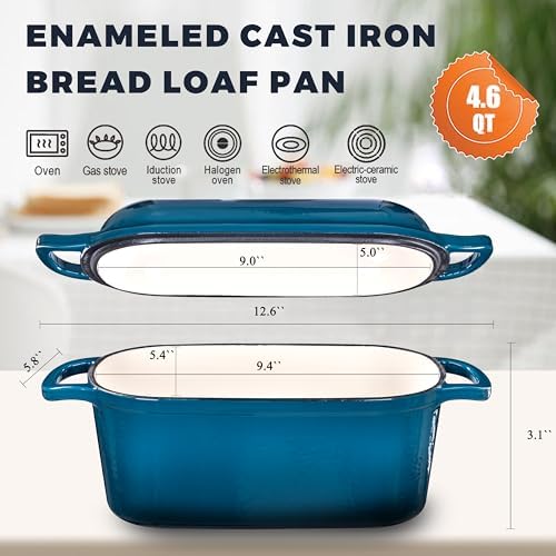 Oval Enameled Cast Iron Dutch Oven for Sourdough Bread Baking - Image 2