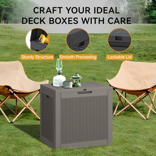 KAMABOKO Outdoor Storage Box, 31 Gallon Deck Box Outdoor Waterproof Small - Image 5