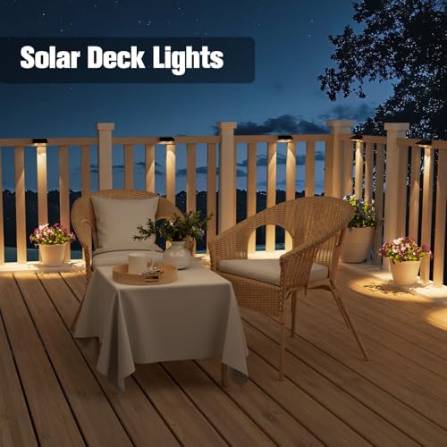 NIORSUN Solar Fence Lights,8 Pack Solars Deck Light,Warm White Color,Outdoor Bulb Waterproof Led IP65,Power Patio Lamp with Lenses for Outside/Backyard/Railing/Yard(Black) - Image 5